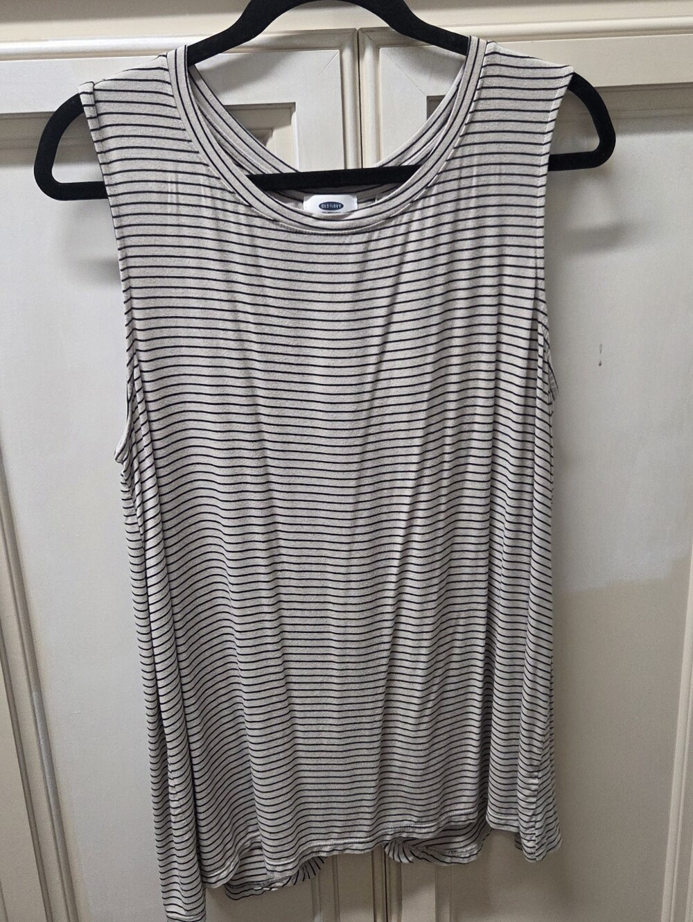 Old Navy Biege and Black Striped Sleeveless Open Back Tank